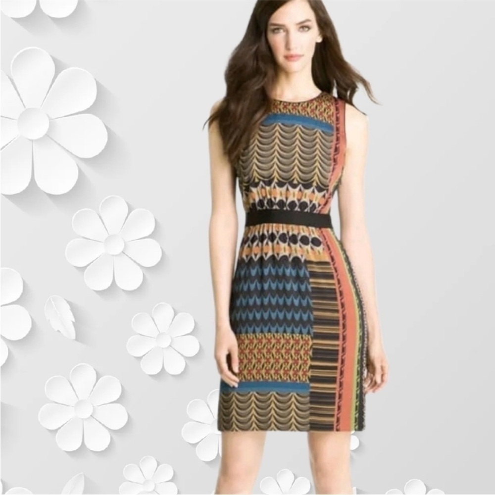 Classiques Entier Silk Sheath Dress Geometric NWT size 14